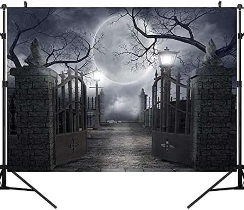OUYIDA Cadılar Bayramı Gece Dolunay Zemin Kasvetli Woods Mezarlık Fotoğraf Arka Plan Korkunç Mezarlık Ürkütücü Parti Banner