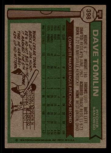 Beyzbol MLB 1976 Topps 398 Dave Tomlin ESKİ Mükemmel Padres