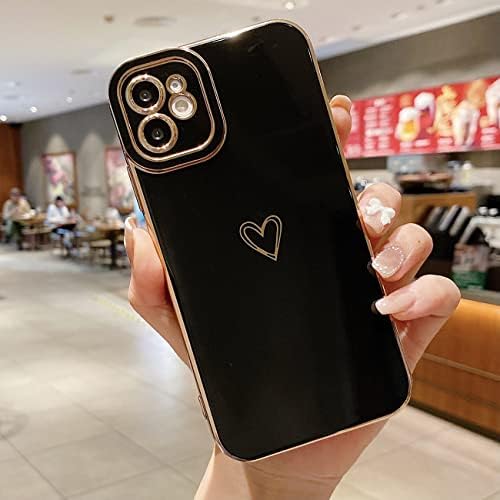 ZSYTZL Kadınlar için iPhone 12 Kılıfıyla Uyumlu Kız,Sevimli Aşk Kalpli Lüks Kaplama Tam Kamera Koruma Tamponu iPhone 12 için