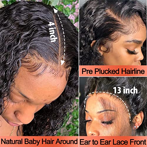 HD Şeffaf Moğol Kinky kıvırcık dantel ön peruk insan saçı siyah kadınlar için önceden koparılmış Tutkalsız 16 İnç Derin Jerry