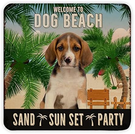 Metal İşareti hoşgeldiniz Köpek Plaj Kum Günbatımı Parti Komik Köpek hoş geldin yazısı Vintage Duvar İşareti ile Komik Pet