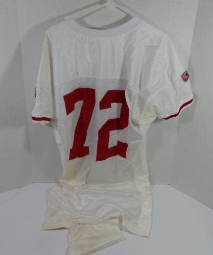 1995 San Francisco 49ers Oliver Barnett 72 Oyun Verilmiş Beyaz Forma 52 DP34386 - İmzasız NFL Oyunu Kullanılmış Formalar