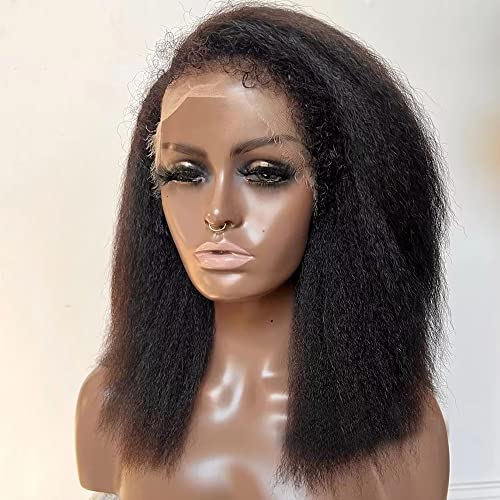 Kıvırcık Bebek Saç Kısa Bob Yaki Düz Kristal 13x6 Gerçek HD Dantel ön insan saçı peruk insan saçı Ön Koparıp Kadınlar için