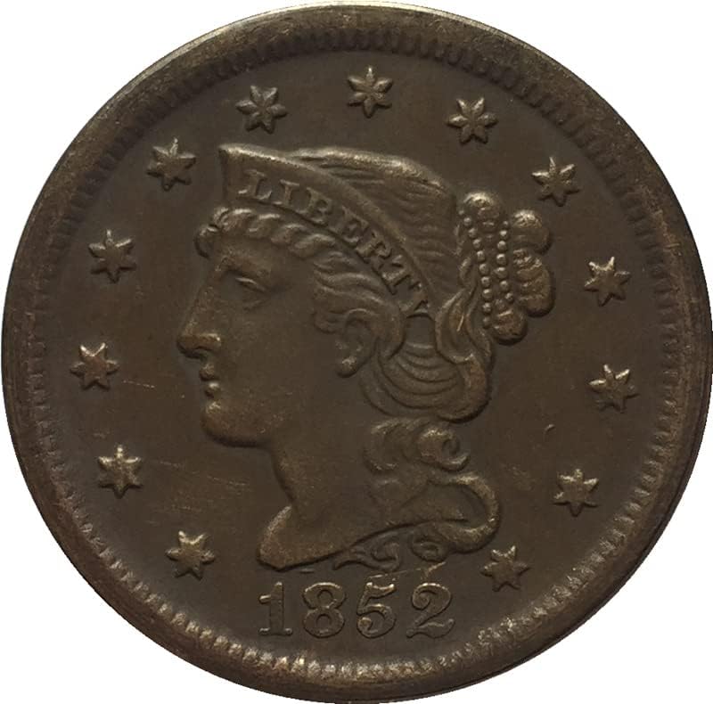 27.5 MM Eski 1852 Amerikan Paraları Bakır Paraları Antika El Sanatları Dış hatıra paraları