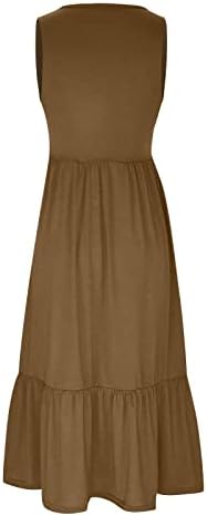 DOPOCQ Elbiseler Kadınlar için 2023 Yaz Spagetti Kayışı Kare Boyun Elbise Rahat Bir Çizgi Plaj Maxi uzun elbise Cepler ile
