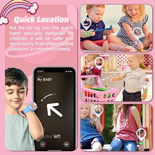 WOFRO [2 Paket] Airtag Bilezik Çocuklar için, sevimli Karikatür Hava Etiketi Tutucu saat kayışı Ayarlanabilir Apple AirTag