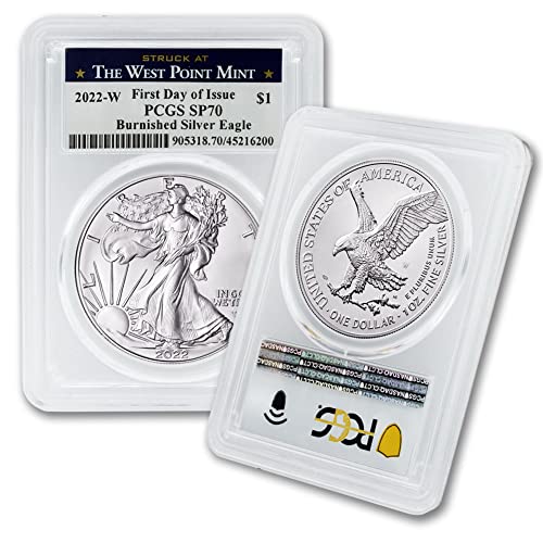 2022 W 1 oz Amerikan Perdahlı Gümüş Kartal Madeni Para SP70 (Basımın İlk Günü - West Point Mint'te Basıldı) 1 $ SP70 PCGS