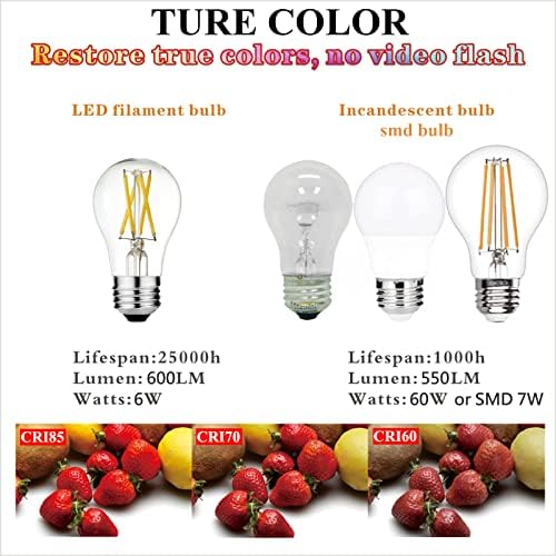 LiteHistory A15 LED Ampul 6 W Eşit E26 Ampul 60 Watt Kısılabilir Olmayan E26 Edison Ampul Nötr Beyaz 4000 K Temizle AC120V
