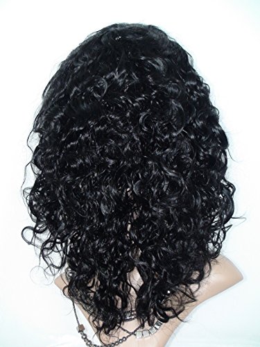 Tutkalsız 24 Tam sırma insan saçı peruk Afro Siyah peruk Hint Bakire Remy İnsan saçı Kıvırcık Renk 1