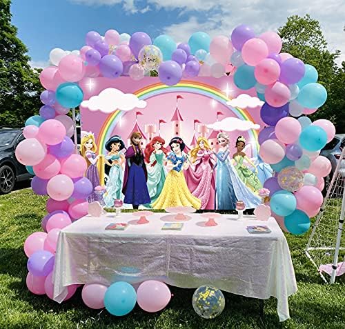 Prenses Gökkuşağı Zemin Dreammy Pembe Kale Parlayan Fotoğraf Arka Plan Kız Çocuk Bebek Duş Doğum Günü Partisi Dekorasyon