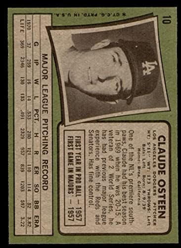 1971 Topps 10 Claude Osteen Los Angeles Dodgers (Beyzbol Kartı) NM Dodgers