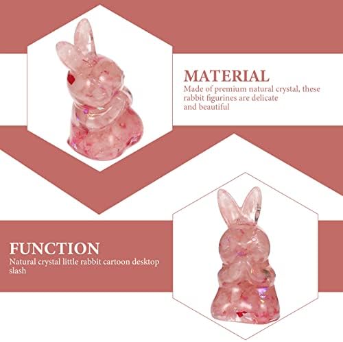 ARTİBETTER Tavşan Dekoru Tavşan Dekoru 2 adet El Oyması Tavşan Heykelcik Kristal Tavşan Süsü Çin Zodyak Tavşan Minyatürü