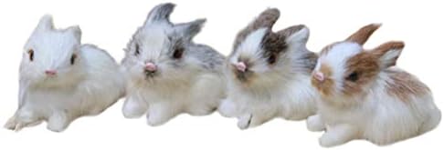 NUOBESTY Minyatür Oyuncaklar 4 adet Minyatür Tavşan Bunny Figürler Süsler Süslemeleri Paskalya Parti Iyilik Hediyeler (Rastgele