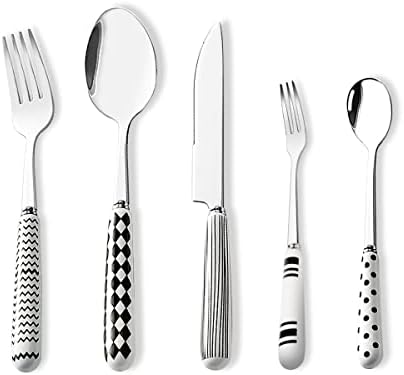 Fvstar 20 Parça Gümüş Sofra Takımı çatal bıçak kaşık seti, Paslanmaz çelik mutfak eşyaları Hizmet için 4, Dahil Bıçak Çatal
