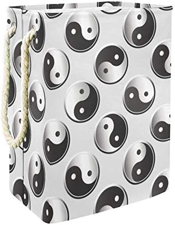 Inhomer Yin Yang Gümüş Geometrik Beyaz Desen 300D Oxford PVC Su Geçirmez Giysiler Sepet Büyük çamaşır sepeti Battaniye Giyim