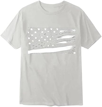 2023 Yeni Erkek Bağımsızlık Günü Bayrağı Yumuşak ve Rahat Küçük Baskılı Pamuklu T Shirt Yuvarlak Boyun Egzersiz Uzun