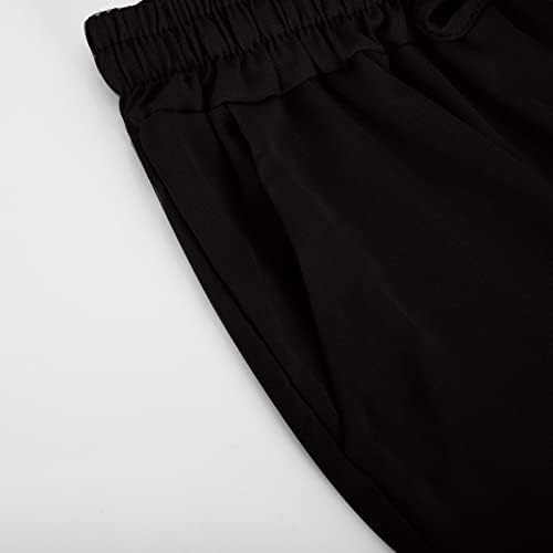 Geniş Bacak Keten Pantolon Kadınlar için Elastik İpli Nefes Düz Uzun Pantolon Zarif Salon Çalışma Sweatpants