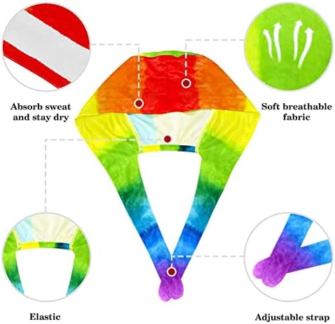 Gökkuşağı Renkleri Desen Çalışma Kapağı Düğmeleri ile Ayarlanabilir Kabarık Şapka Unisex Fırçalama Kap Yay Saç