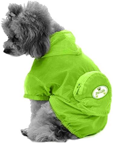 Pet Life ® 'Thunder Paw' Su Geçirmez Köpek Yağmurluk Panço-Fermuarlı Katlanır Seyahat Evcil Hayvan Yağmurluk Köpek Ceketi-Dahili