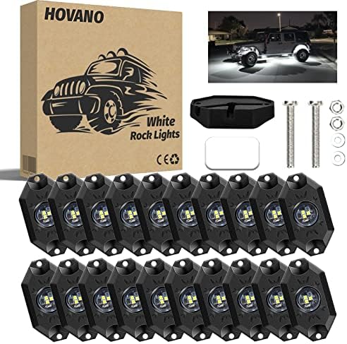Hovano LED kaya ışıkları beyaz 20 bakla 6000 K su geçirmez LED Neon Underglow ışık için kamyon araba ATV UTV SUV Off Road