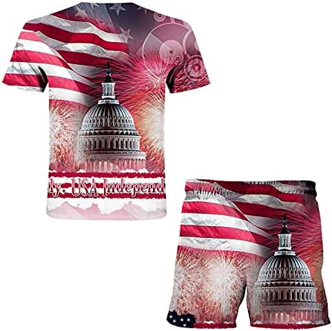 Erkekler spor elbise Yelken Yaz Amerikan erkek Rahat Bağımsızlık Gemi Seti Günü Bayrağı 3D Baskı Erkek Takım Elbise &