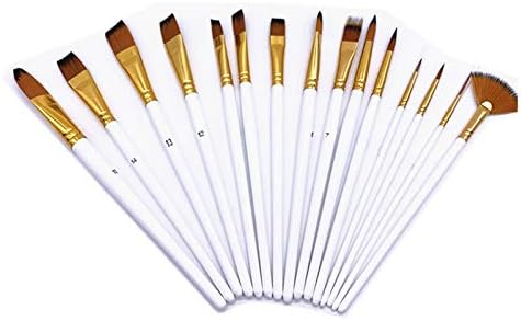 GRETD 15 Adet Sanatçı Boyama Fırça Seti Ahşap Saplı Boya Fırçaları Saç Ücretsiz Boyama Bıçak ve Sünger Vücut Boyası Akrilik