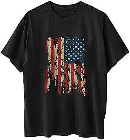 4th Temmuz Gömlek Kadınlar için Gevşek Rahat Büyük Boy Amerikan Bayrağı Baskılı O-Boyun kısa kollu tişört Kazak Tops