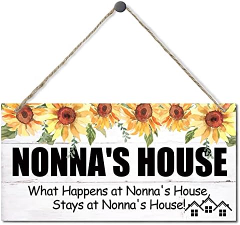 EDCTO Vintage Tarzı İşareti, Nonna'nın Evi Nonna'nın Evinde Ne Olur, Nonna'nın Evinde Kalır, Asılı Ahşap İşareti Ev Dekoratif,