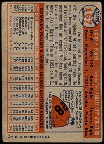 1957 Topps 167 Vic Power Kansas City Atletizm (Beyzbol Kartı) ZAYIF Atletizm