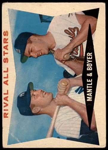 1960 Topps 160 Rakip Tüm Yıldızlar Mickey Mantle / Ken Boyer Yankees / Kardinaller (Beyzbol Kartı) ADİL Yankees / Kardinaller