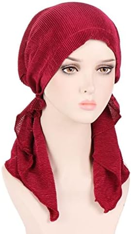 YYAOJHAO Ön Bağlı Türban Başörtüsü Kadınlar için Slip-On Kemo Headwrap Şapka Bandana Şapkalar Saç Dökülmesi kapatma kapakları