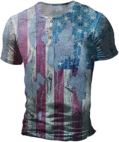 Yazlık gömlek Erkekler için erkek Amerikan Bayrağı Vatansever Kısa Kollu Bağımsızlık Günü T Shirt Üstleri Gömlek Mens