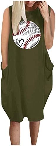 Kadın Yaz Elbiseler 2023 Plaj Rahat Baskı Kolsuz Sevimli Beyzbol Baskılı Anne Dışarı Çıkmak Elbiseler Gevşek Dökümlü Elbise