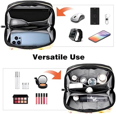 Taşıma çantası Seyahat kılıf çanta USB kablo düzenleyici Cep Aksesuar Fermuar Cüzdan, Sonbahar Tavşan Çiçek Çiçek