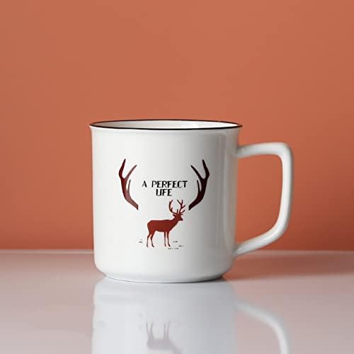 DEPİLA Seramik Kahve Kupa Geyik çay bardağı Büyük Saplı Çömlek Kahve Fincanı Kupalar Hediye Ofis ve Ev için Termos