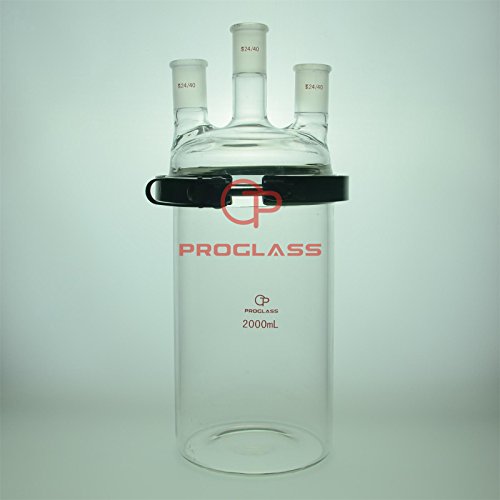 Proglass Cam Ayrı flask 2000mL kolay açık PTFE kelepçeli üç boyunlu