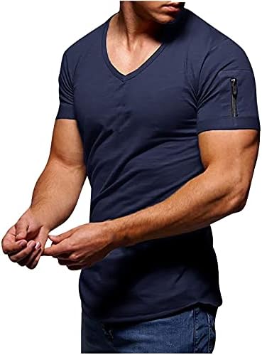 Erkek Kas Egzersiz Atletik T-Shirt Vücut Geliştirme Moda Kısa Kollu Slim Fit Spor Gömlek Fermuar Tees Gömlek Üst