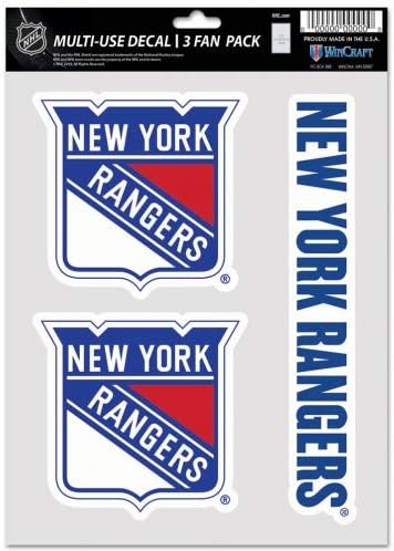 WinCraft NHL New York Rangers Çıkartması Çok Kullanımlı Fan 3 Paket, Takım Renkleri, Bir Boyut