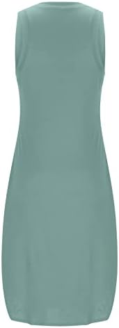 Kadın Kolsuz Maxi Elbise Yaz Casual V Boyun Plaj Tankı Sundress T-Shirt Tunik Gevşek Yarık Flowy Salıncak Uzun Elbiseler