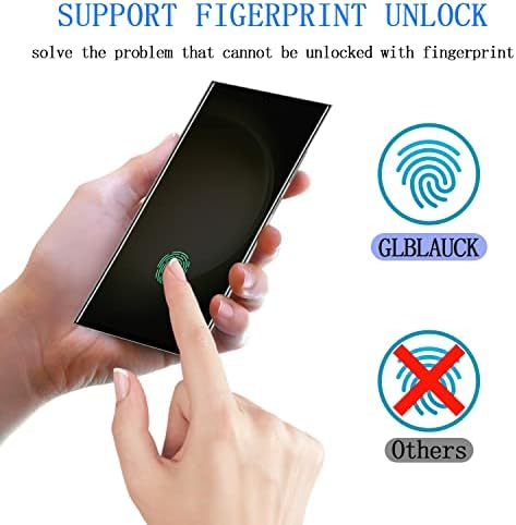 GLBLAUCK [2 Paket] Samsung Galaxy S23 Ultra Gizlilik Ekran Koruyucu için, destek Parmak İzi Kilidini Anti-Casus 9 H Sertlik