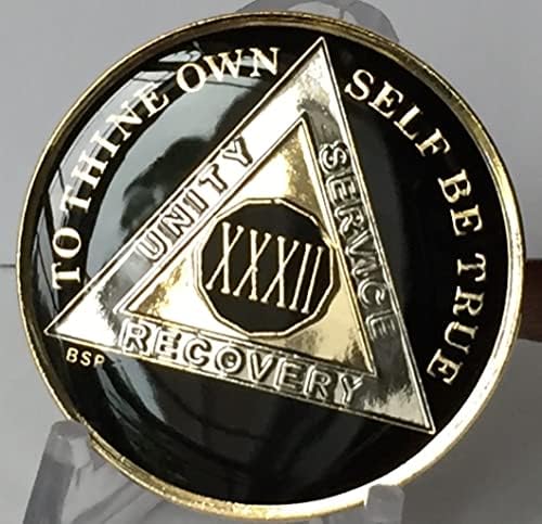 32 Yıl AA Madalyon Parlak Klasik Siyah Sobriety Chip XLII