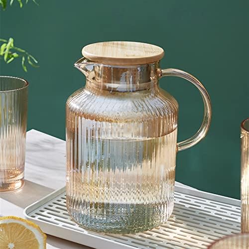 Cam sürahi su sürahi cam su sürahi fincan seti su şişesi İskandinav mutfak suyu sürahi ev ısıya dayanıklı su ısıtıcısı büyük