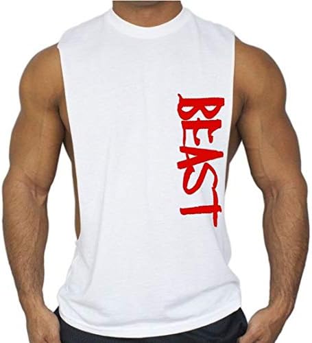 Cuifutang erkek Kas Tank Top Beast Gym Fitness Egzersiz Fanila Tee Kesim Açık Taraflı Kolsuz pamuklu tişört