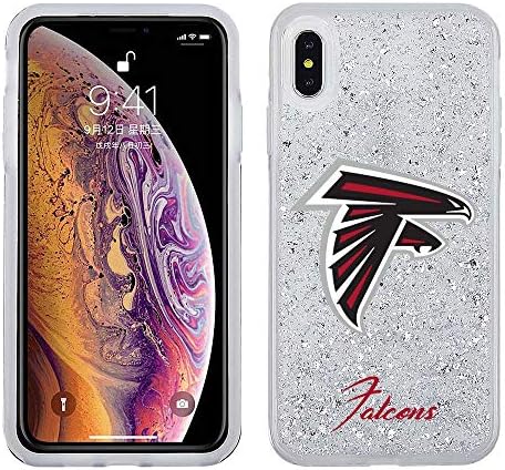 Prime Brands Group NFL Lisanslı Atlanta Şahinleri Şeffaf Koruyucu Gümüş Parıltılı Kılıf-iPhone Xs Max