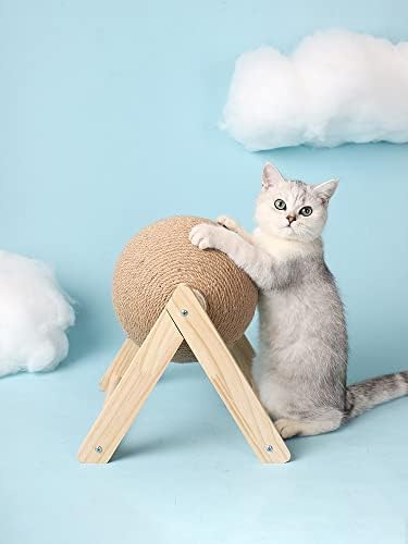 ZYZMH Kedi Tırmalama Topu Ahşap Standı Pet Mobilya Sisal Halat Topu Oyuncak Yavru Tırmanma Scratcher Taşlama Pençeleri Kazıyıcı