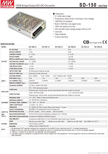 Ortalama Kuyu Dc-Dc Dönüştürücü, 12 V, 12.5 A-SD-150D-12