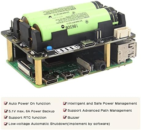 Geekworm Ahududu Pi UPS, X728 V1. 3 (Max 5.1 V 8A) 18650 UPS ve güç Yönetim kurulu+X708-A1 8 Hücreli 18650 Pil Ahududu Pi