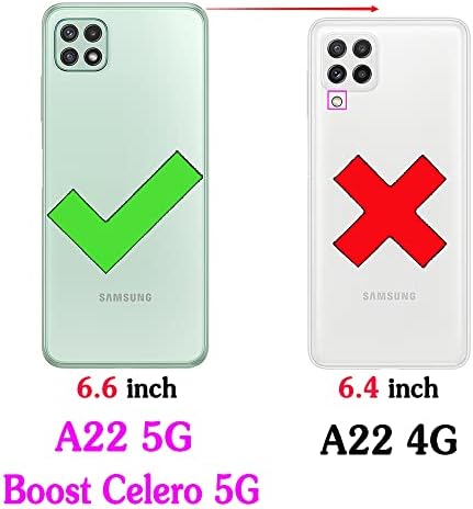Furiet ile Uyumlu Samsung Galaxy A22 5G / Boost Cep Celero 5G Cüzdan Kılıf ve Bilek Kayışı Kordon Deri Flip Kart Tutucu Standı
