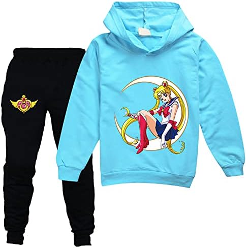 Zapion Çocuklar Sailor Moon Eşofman Sevimli svetşört ve koşu pantolonları 2 Adet Rahat Kazak Takım Elbise