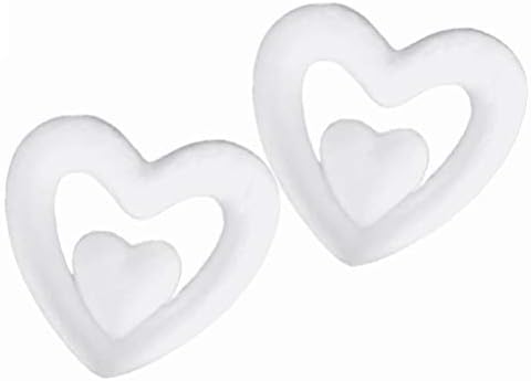 KESYOO Beyaz Cicili Bicili Çelenk DIY Hollow Çift Kalp Köpük Çelenk Zanaat Boş Köpük Yüzükler Kalıpları Çocuk Boyama Köpük